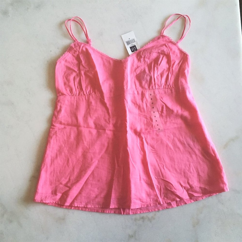 New! NWT Gap pink relaxed fit tank top, adjustable spaghetti straps, Vtg Y2K XS